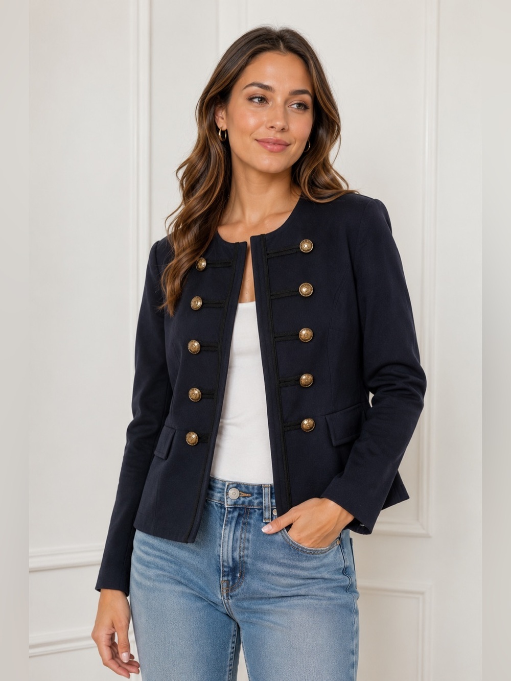 SUZY Shier blazer navy color with gold buttons size M